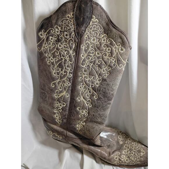 womens corral cowboy boots size 10 Beige White Stitching Mexico - Picture 3 of 16